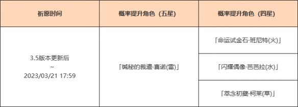 《原神》3.5赛诺复刻池介绍 3.5赛诺复刻池4星是什么？