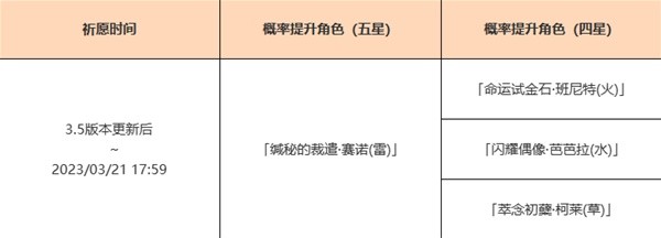 《原神》3.5版赛诺角色UP池介绍
