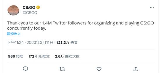 《CS：GO》Steam在线峰值超140万 十年来首次