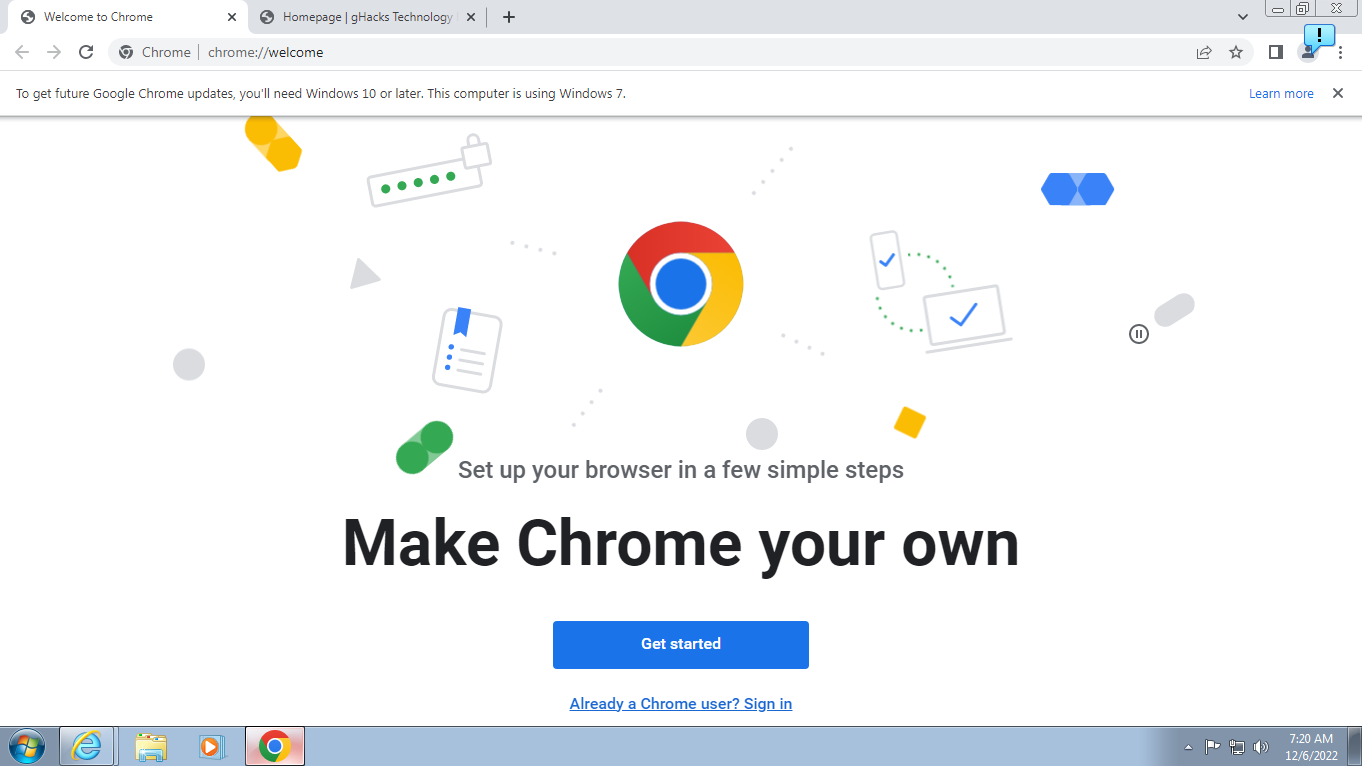 谷歌 Chrome 浏览器现已停止对Win7、Win8和Win8.1的支持