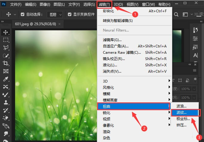 ps怎么将图片添加波纹滤镜效果-将图片添加波纹滤镜效果教程