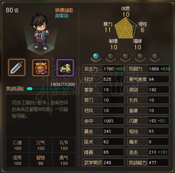 《大侠立志传》EA版五维都有什么隐藏的属性？EA版五维隐藏属性分析