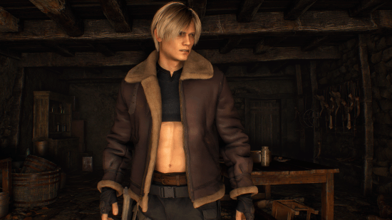 《生化危机4：重制版》里昂露脐装MOD：八块腹肌清晰可见