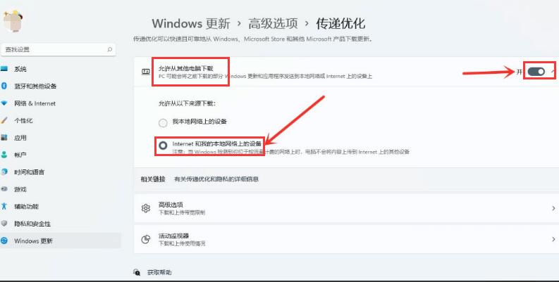 Windows11怎么开启传递优化功能-Windows11开启传递优化功能方法