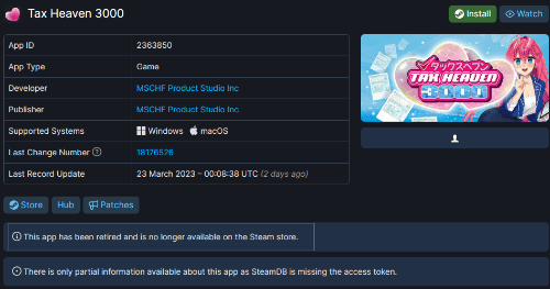 缴税主题恋爱模拟游戏遭Steam下架 疑似索取隐私信息