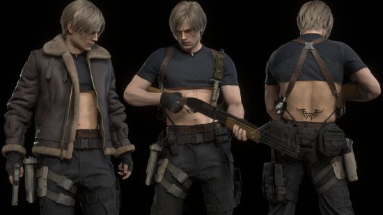 《生化危机4：重制版》里昂性感纹身Mod：八块腹肌的小蛮腰很吸睛