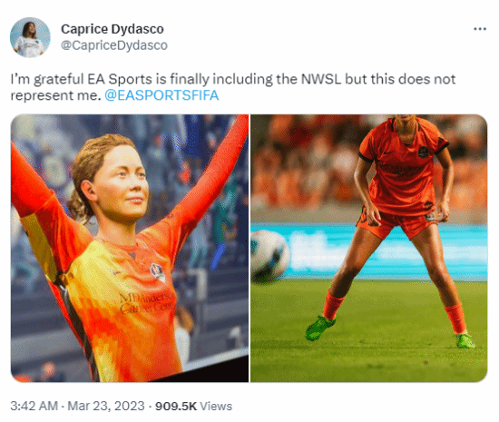 FIFA23女球员建模太差引本人不满：这会吓到我的孩子