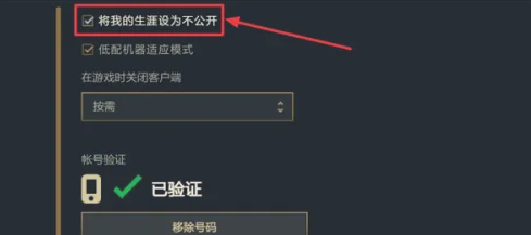 lol生涯怎么设置不公开