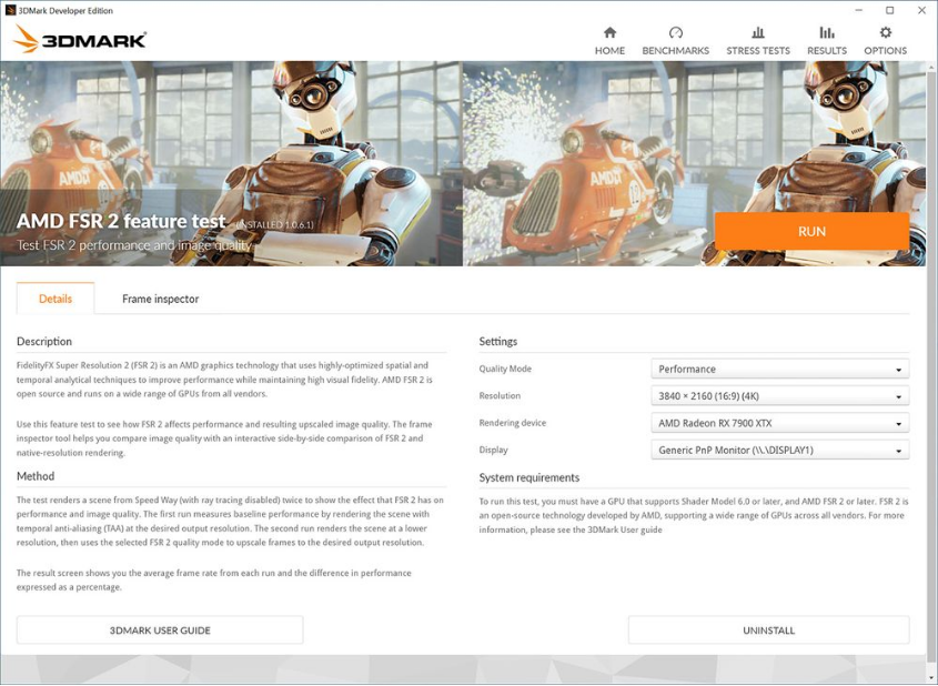 3DMark的AMD FSR功能测试现已可用