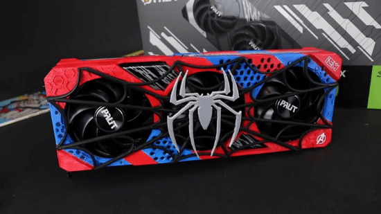 第三方展示蜘蛛侠主题定制rtx4070 红蓝配色经典logo
