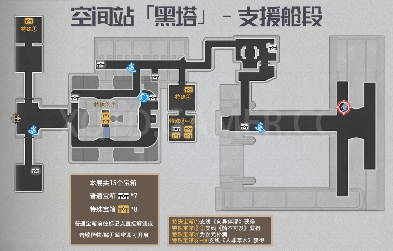 崩坏星穹铁道空间站黑塔-支援舱段宝箱在哪里 空间站黑塔-支援舱段宝箱分布图