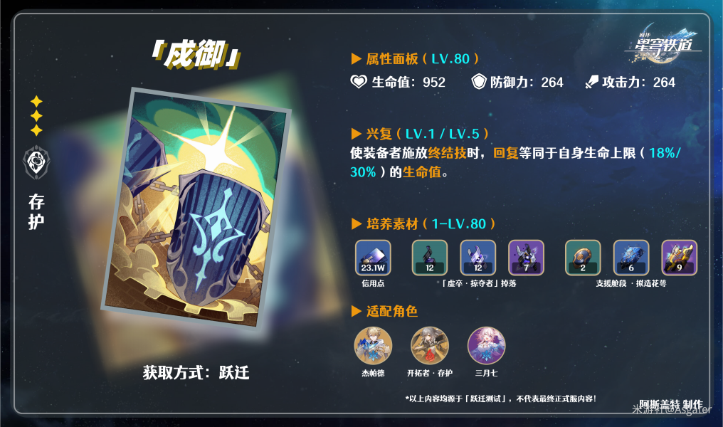崩坏星穹铁道三星光锥戍御怎么样 三星光锥戍御使用攻略