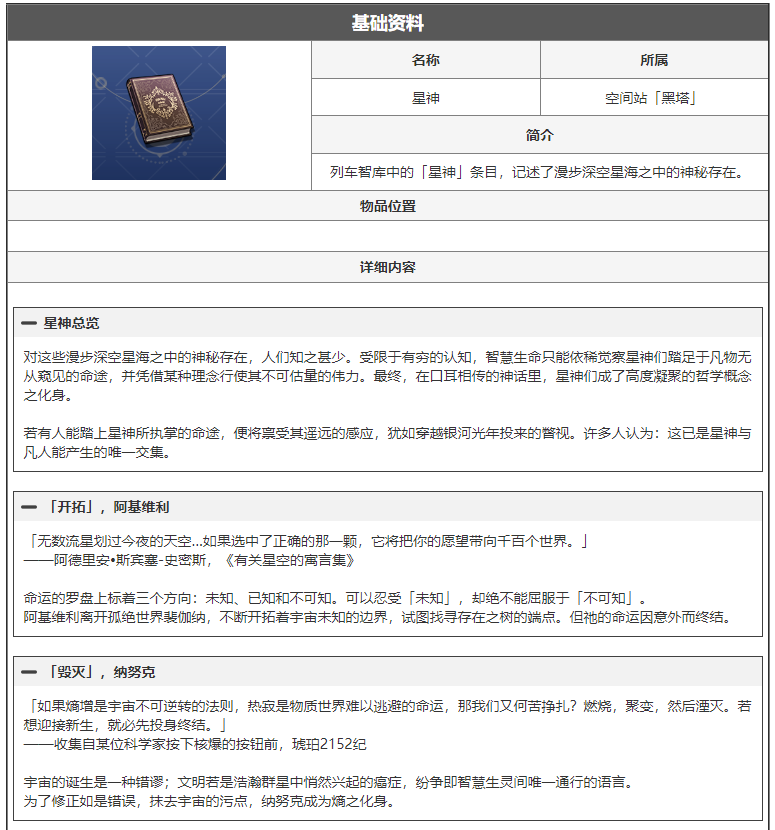 崩坏星穹铁道星神是什么 星神阅读物介绍