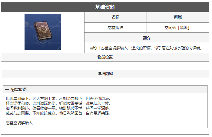 崩坏星穹铁道宓堂传语是什么 宓堂传语阅读物介绍