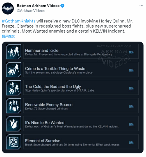 华纳《哥谭骑士》官方发文或暗示新DLC：大反派集结