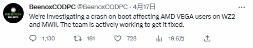 《COD19》在AMD VegaGPU上出现故障 DX报错无法启动