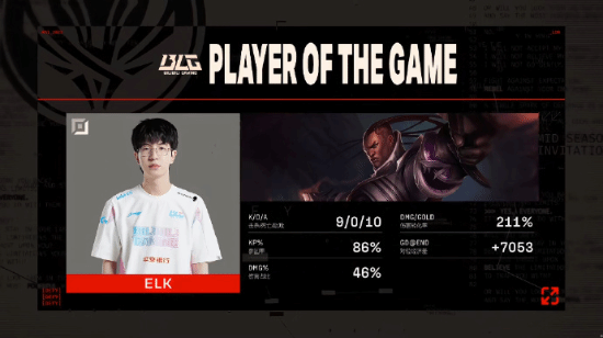 《英雄联盟》MSI入围赛：BLG2-0R7 Elk两局超神拿下mvp