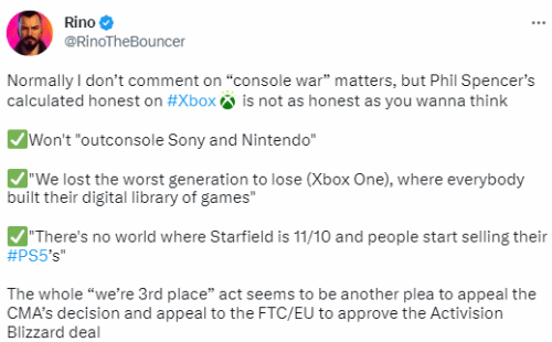 博主锐评Xbox老板有意放低身段 以减少微软收购动视暴雪阻力