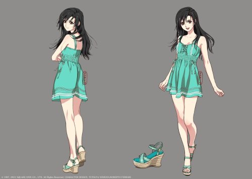 官方晒蒂法8岁、13岁美术设定图 身着连衣裙天真烂漫