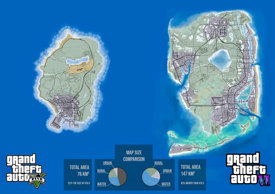 曝《GTA6》地图比5代大一倍！地图细节随之公布