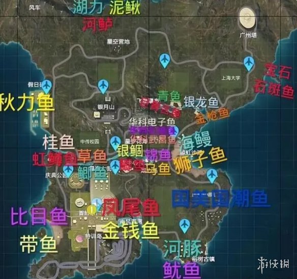 《和平精英》钓鱼地点 绿洲世界钓鱼点位