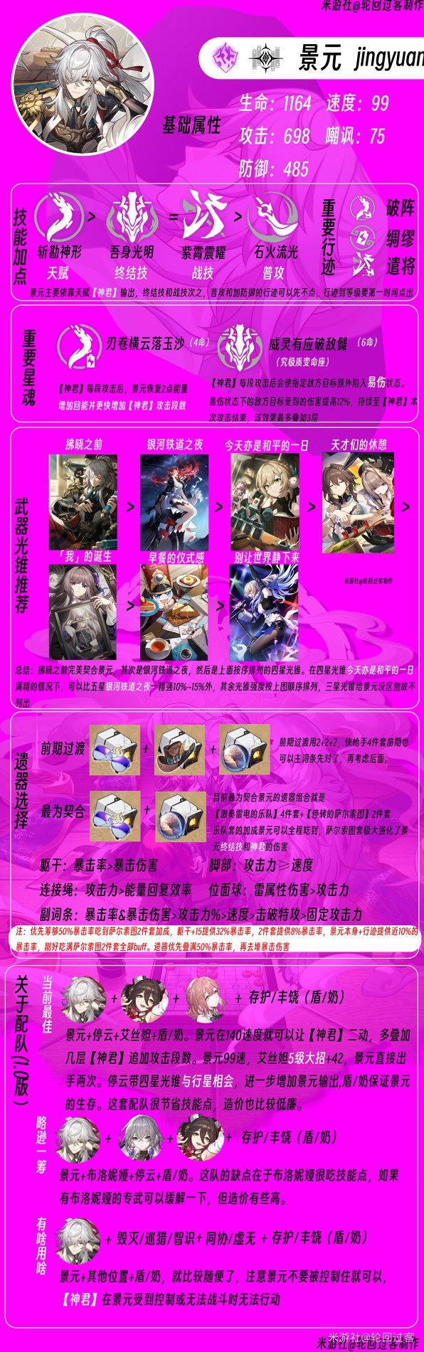 《崩坏星穹铁道》景元机制培养与队伍搭配指南