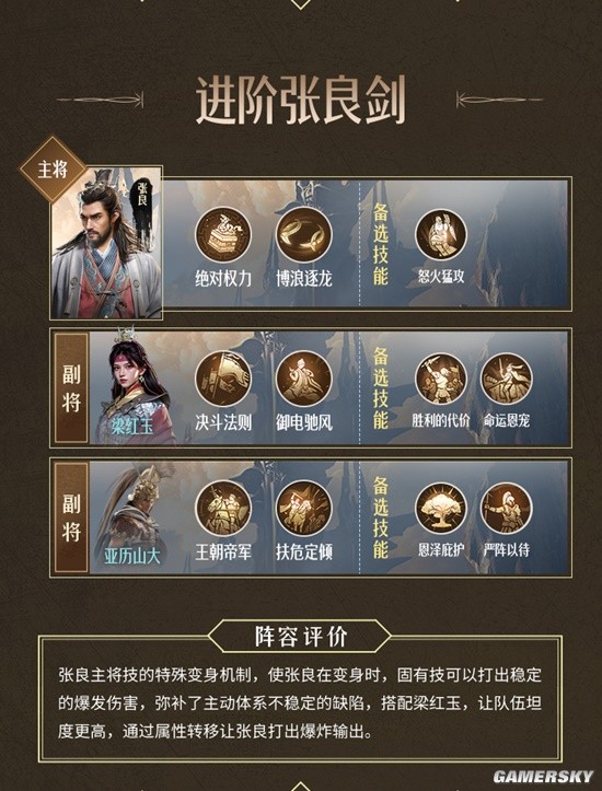 《重返帝国》进阶张良剑新阵容推荐