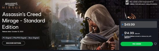 上线即可立刻玩 育碧宣布《刺客信条：幻景》首发登陆Ubisoft+