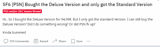 PS5版《街霸6》出现恼人BUG：豪华版奖励无法领取！
