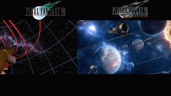 《FF7重生》和原版对比 陆行鸟牧场、宇宙峡谷等