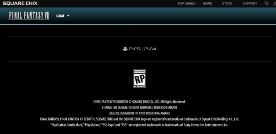 官网显示《最终幻想7：重生》将登陆PS4 但大概率是写错了