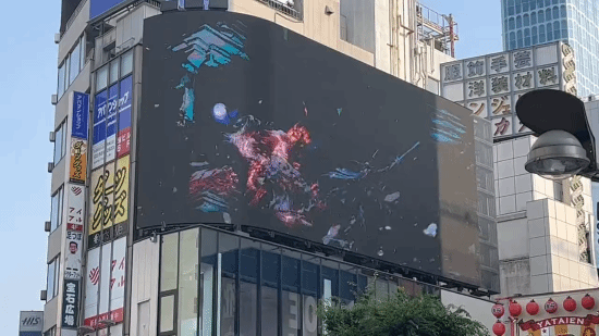 《FF16》裸眼3D广告现身新宿街头 召唤兽炸裂激斗