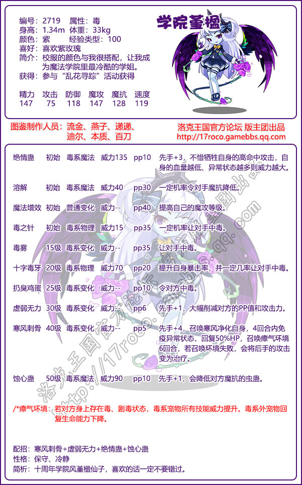 洛克王国学院堇楹技能表