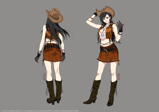 《最终幻想7：重制版》官方分享蒂法最新艺术图！西部牛仔风美女
