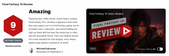 最终幻想16评分高吗 ff16ign评分及评价一览
