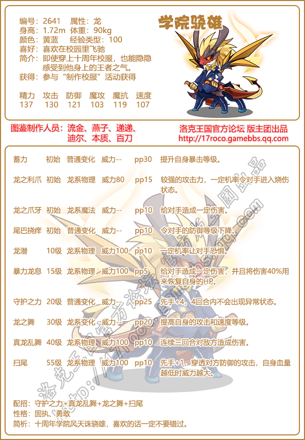 洛克王国学院骁雄技能表