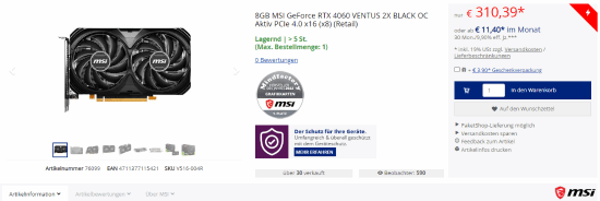 商家丧失信心？RTX4060显卡发布近一周就跌破首发价
