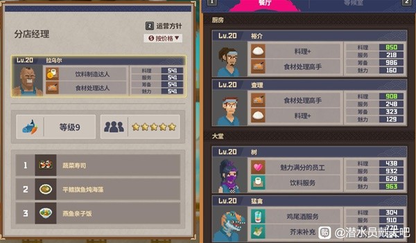 《潜水员戴夫》分店员工配置推荐