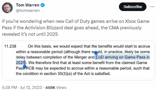 玩家期待《COD》进XGP 但新作加入要等到2025年
