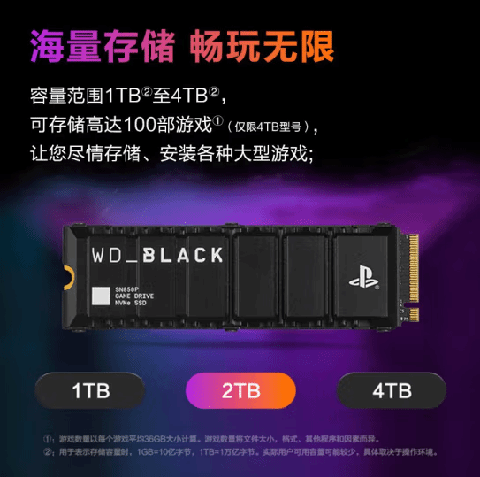 西数PS5授权SSD上架：2TB首发价1599元！