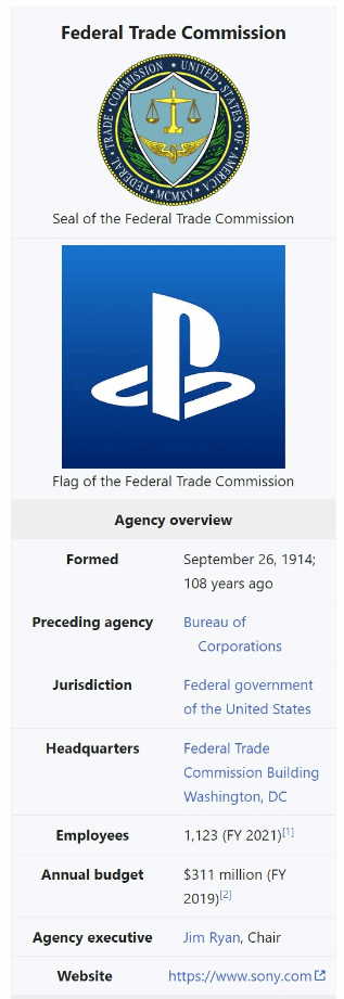 FTC败诉后遭恶搞：FTC徽标被替换为索尼Logo