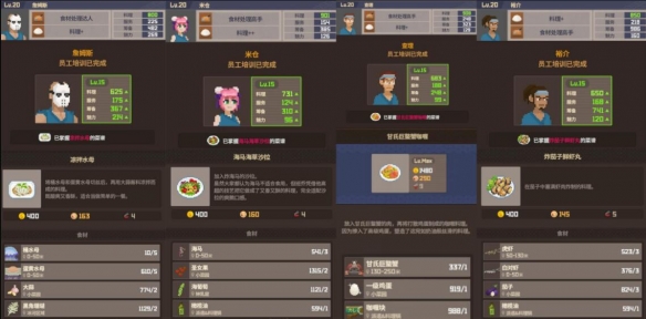 《潜水员戴夫》员工解锁菜谱有哪些？员工数据分享