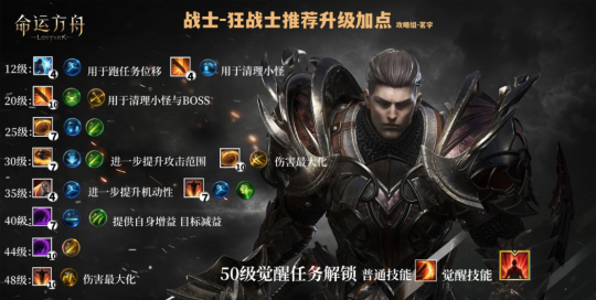 命运方舟狂战士练级技能搭配攻略