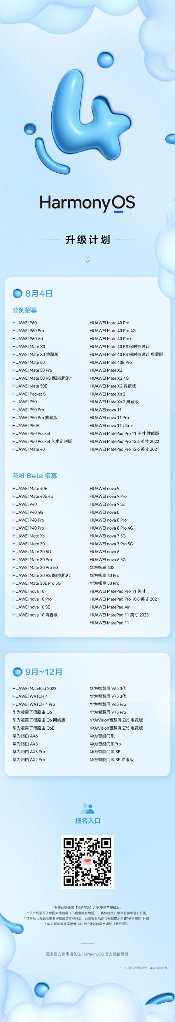 华为鸿蒙OS4.0公测招募适配机型一览 鸿蒙4.0适配机型有哪些