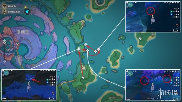 《原神》珊瑚真珠分布图 3.8珊瑚真珠收集路线