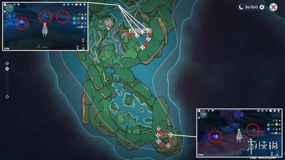 《原神》珊瑚真珠分布图 3.8珊瑚真珠收集路线