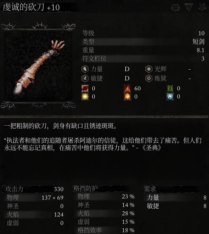 《堕落之主》武器 虔诚的砍刀介绍