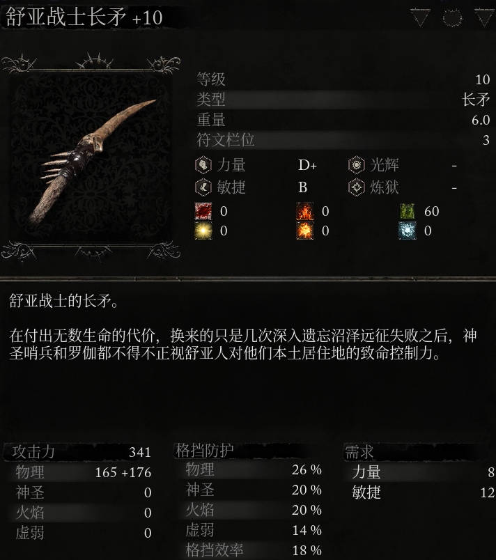 《堕落之主》武器 舒亚战士长矛介绍
